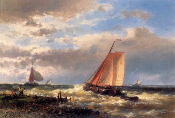 アブラハム・ハルク・シニア Painting - 波の激しい河口 アブラハム・ハルク・シニア